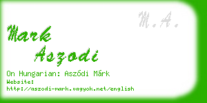 mark aszodi business card